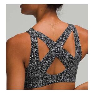 Lululemon Enlite sports Bra Zip Front High Support black white dot 36DD